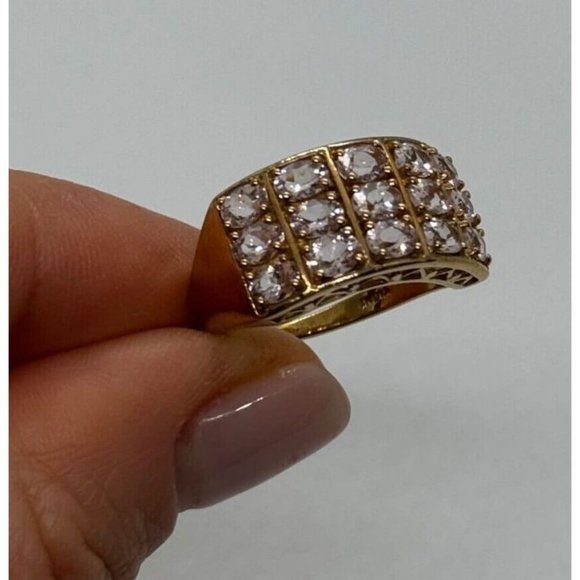 925 STERLING SILVER GOLD PLATED MORGANITE RING SIZE 6.5 - Picture 3 of 10